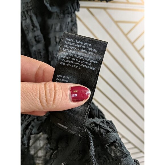 Urban Outfitters Women's Sheer Black Top Blouse Back Tie Flowy Texture Size Med - Picture 5 of 7